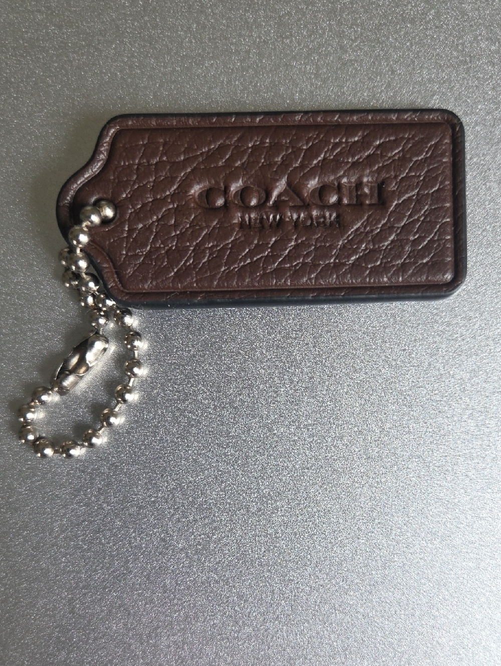 Coach Brown Pebbled Leather Logo Tag 2.25"
